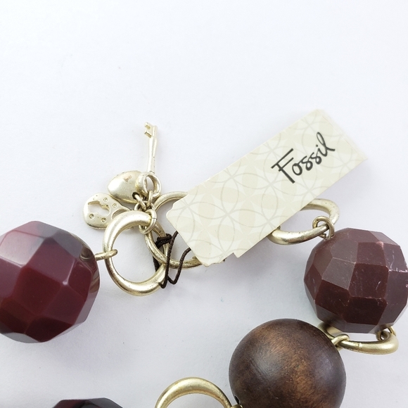 NWT! Fossil Bracelet with Jumbo Beads Silver Tone - Picture 7 of 9